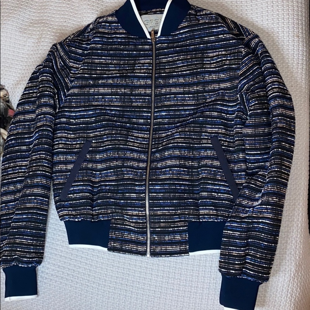 • Blank, White, Blue Bomber Jacket •